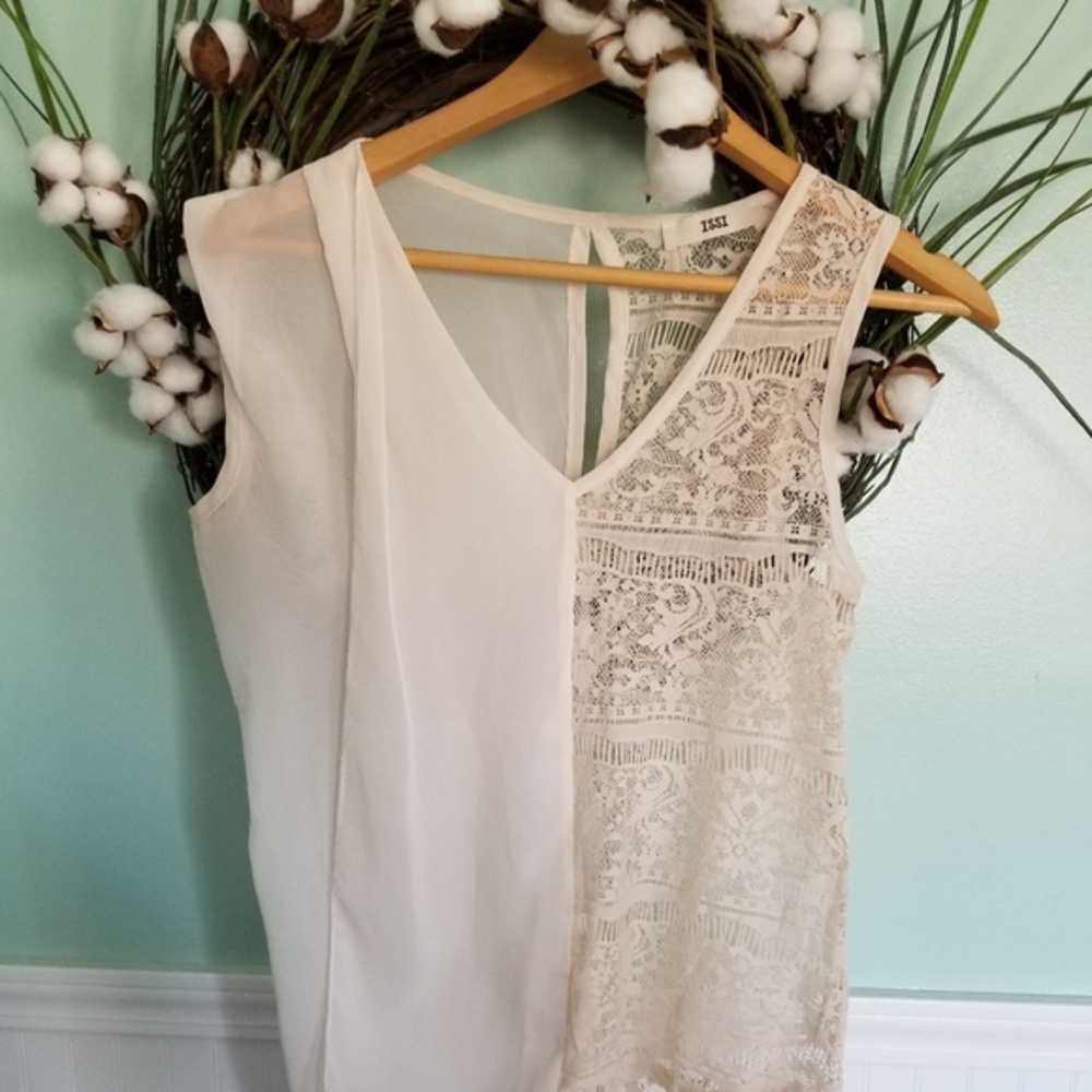 Sheer blush lace tank